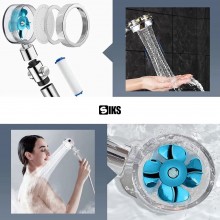 Para Cap de Dus SIKS cu Elice si Jet Turbo Tip Vortex Cu Presiune Foarte Puternica, Filtru Apa, Cap Rotativ 360° si Buton On/...