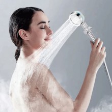 Para Cap de Dus SIKS cu Elice si Jet Turbo Tip Vortex Cu Presiune Foarte Puternica, Filtru Apa, Cap Rotativ 360° si Buton On/...