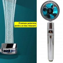 Para Cap de Dus SIKS cu Elice si Jet Turbo Tip Vortex Cu Presiune Foarte Puternica, Filtru Apa, Cap Rotativ 360° si Buton On/...
