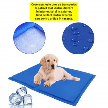 Covoras SIKS Cu Efect De Racire Pentru Caini, Animale De Companie, Tip Saltea, Poliester / Burete / Gel, 40 x 65 cm, Albastru
