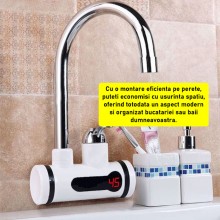 Robinet Electric EDAR Cu Montare Pe Perete, Apa Calda Instant, Afisaj Digital, Alimentare Priza, Reglaj Temperatura Apa, Alb Robinet Electric EDAR Cu Montare Pe Perete, Apa Calda Instant, Afisaj Digital, Alimentare Priza, Reglaj Temperatura Apa, Alb