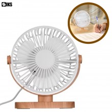 Ventilator De Masa SIKS, Birou, Cu Baza Cu Efect De Lemn, Cablu De Alimentare USB, Diametrul 16cm , Portabil, Buton De Activa...