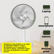 Ventilator De Masa SIKS, Birou, Design Elegant Si Modern, Cablu De Alimentare USB 1m , Diametrul 13cm , 4W, Portabil, Buton D... Ventilator De Masa SIKS, Birou, Design Elegant Si Modern, Cablu De Alimentare USB 1m , Diametrul 13cm , 4W, Portabil, Buton D...