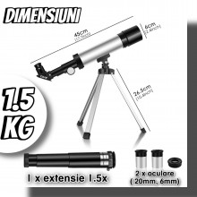 Telescop Portabil Astronomic EDAR pentru Incepatori, Distanta Focala 360mm Si Prisma De 90°, Trepied Aluminiu 28 cm Inclus, A... Telescop Portabil Astronomic EDAR pentru Incepatori, Distanta Focala 360mm Si Prisma De 90°, Trepied Aluminiu 28 cm Inclus, A...