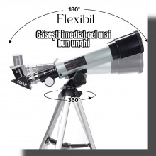 Telescop Portabil Astronomic EDAR pentru Incepatori, Distanta Focala 360mm Si Prisma De 90°, Trepied Aluminiu 28 cm Inclus, A... Telescop Portabil Astronomic EDAR pentru Incepatori, Distanta Focala 360mm Si Prisma De 90°, Trepied Aluminiu 28 cm Inclus, A...