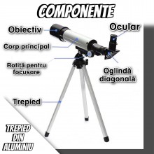 Telescop Portabil Astronomic EDAR pentru Incepatori, Distanta Focala 360mm Si Prisma De 90°, Trepied Aluminiu 28 cm Inclus, A... Telescop Portabil Astronomic EDAR pentru Incepatori, Distanta Focala 360mm Si Prisma De 90°, Trepied Aluminiu 28 cm Inclus, A...