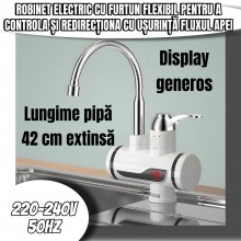 Robinet Electric EDAR Flexibil Pentru Incalzit Apa cu Afisaj LED, Putere 3000 W, Apa Calda Instant 30°C-60°C Robinet Electric EDAR Flexibil Pentru Incalzit Apa cu Afisaj LED, Putere 3000 W, Apa Calda Instant 30°C-60°C