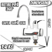 Robinet Electric EDAR Flexibil Pentru Incalzit Apa cu Afisaj LED, Putere 3000 W, Apa Calda Instant 30°C-60°C Robinet Electric EDAR Flexibil Pentru Incalzit Apa cu Afisaj LED, Putere 3000 W, Apa Calda Instant 30°C-60°C