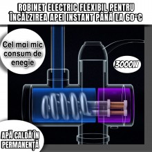 Robinet Electric EDAR Flexibil Pentru Incalzit Apa cu Afisaj LED, Putere 3000 W, Apa Calda Instant 30°C-60°C Robinet Electric EDAR Flexibil Pentru Incalzit Apa cu Afisaj LED, Putere 3000 W, Apa Calda Instant 30°C-60°C