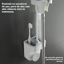 Suport EDAR Pentru Uscatorul De Par Sau Para Dus, Ideal Pentru Baie, Montare Perete, Lipire, Rezistent, Reglabil, Spatii De D...