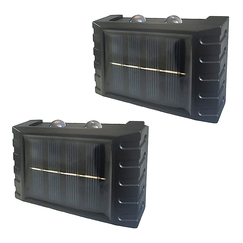 Set 2 x Lampa Solara EDAR Cu Montare Pe Perete, Decorativa, Pentru Casa, Gradina, Terasa, 4 LED SMD, Buton On/Off, Grad Prote...
