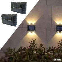 Set 2 x Lampa Solara EDAR Cu Montare Pe Perete, Decorativa, Pentru Casa, Gradina, Terasa, 4 LED SMD, Buton On/Off, Grad Prote...