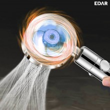 Para de Dus EDAR cu Elice, Cap Rotativ 360°, Jet Turbo, Presiune Puternica, Economisire Apa, Filtru Impuritati, Argintiu/Alba...