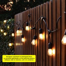 Ghirlanda Luminoasa Decorativa SIKS Cu Becuri De Interior/Exterior/Gradina, cu Alimentare la Priza, Pendule LED, 15 Metri, Lu...