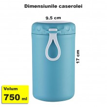 Caserola Termica SIKS Pentru Supa, Lingura Si Furculita Incluse, Interior Din Otel Inoxidabil, 750 Ml, Mini Termos Pentru Man...