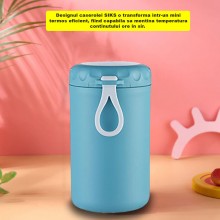 Caserola Termica SIKS Pentru Supa, Lingura Si Furculita Incluse, Interior Din Otel Inoxidabil, 750 Ml, Mini Termos Pentru Man...