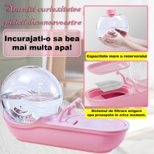 Dozator De Apa SIKS Pentru Pisici Cu Fantana Automata In Forma De Melc, USB, Ultra-silentios, 4 L, Roz