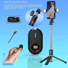Trepied Foto Telescopic Profesional SIKS, Ajustabil, Pentru Telefon Cu Telecomanda Bluetooth, Functie Selfie Stick, Universal... Trepied Foto Telescopic Profesional SIKS, Ajustabil, Pentru Telefon Cu Telecomanda Bluetooth, Functie Selfie Stick, Universal...