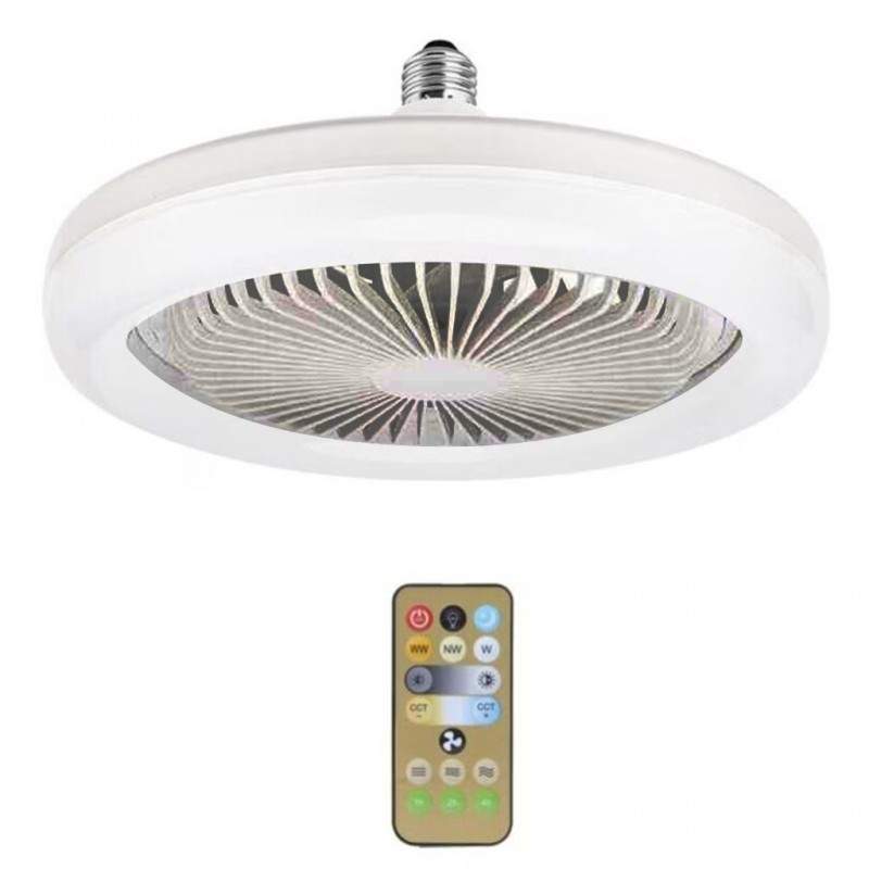 Lampa LED SIKS De Tavan, Cu Ventilator Si Control Din Telecomanda, Prindere Directa In Fasung, 30W, Alb