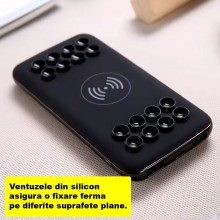 Baterie Externa SIKS Cu Incarcare Wireless, Portabila, Capacitate 20000 mAh, 2 Mufe x USB, 1 Mufa x Type-C, Culoare Negru