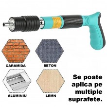 Kit Pistol Manual SIKS Pentru Fixarea Cuielor Pe Perete / Nituri, Lungime 30 cm, Calibru 7.3 cm, Pneumatic, Accesorii, Ochela... Kit Pistol Manual SIKS Pentru Fixarea Cuielor Pe Perete / Nituri, Lungime 30 cm, Calibru 7.3 cm, Pneumatic, Accesorii, Ochela...