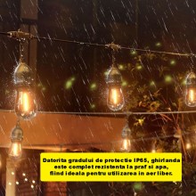 Instalatie LED EDAR Tip Ghirlanda Interior/Exterior/Gradina/Terasa, Becuri Tip Bulb, Lumina Calda, Interconectabila, 2W, Temp... Instalatie LED EDAR Tip Ghirlanda Interior/Exterior/Gradina/Terasa, Becuri Tip Bulb, Lumina Calda, Interconectabila, 2W, Temp...