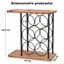 Suport SIKS Sticle De Vin Si Pahare, Din Lemn Si Otel, 6 Compartimente Sticle, Doua Spatii Depozitare Pahare, 34, 5 x 34 x 16...