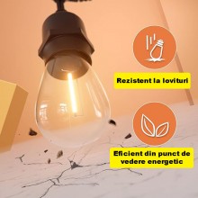 Instalatie LED EDAR Tip Ghirlanda Interior/Exterior/Gradina/Terasa, Becuri Tip Bulb, Lumina Calda, Interconectabila, 2W, Temp... Instalatie LED EDAR Tip Ghirlanda Interior/Exterior/Gradina/Terasa, Becuri Tip Bulb, Lumina Calda, Interconectabila, 2W, Temp...