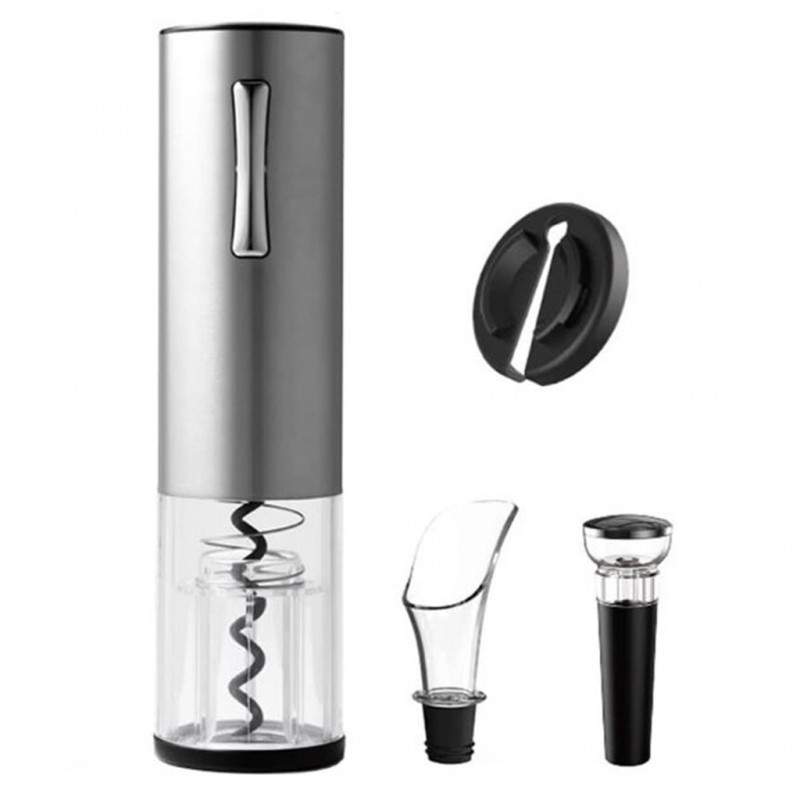 Set Tirbuson Electric SIKS Pentru Vin Cu Accesorii, Taietor Folie, Dop Vacuum, Aerator Turnare, Cablu USB, Inox/Plastic, Argi... Set Tirbuson Electric SIKS Pentru Vin Cu Accesorii, Taietor Folie, Dop Vacuum, Aerator Turnare, Cablu USB, Inox/Plastic, Argi...