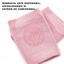 Set Protectie EDAR Pentru Copii Si Bebelusi, Bumbac, Silicon Antialunecare, Protejeaza Impotriva Zgarieturilor, 0-36 Luni, Roz