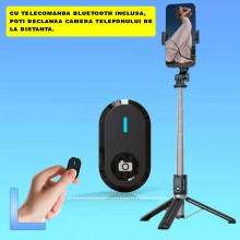 Selfie Stick EDAR Tip Trepied Foto, Lungime Reglabila, Rotativ, Ajustabil Pentru Telefon Cu Telecomanda Bluetooth, Functie Se... Selfie Stick EDAR Tip Trepied Foto, Lungime Reglabila, Rotativ, Ajustabil Pentru Telefon Cu Telecomanda Bluetooth, Functie Se...