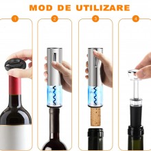 Set Cadou EDAR Pentru Vin Cu Tirbuson Electric Reincarcabil, Taietor Folie, Aerator Turnare, Dop Vacuum, Cablu USB Inclus, In... Set Cadou EDAR Pentru Vin Cu Tirbuson Electric Reincarcabil, Taietor Folie, Aerator Turnare, Dop Vacuum, Cablu USB Inclus, In...