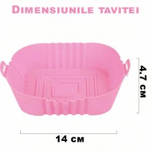 Tava Silicon EDAR, Pentru Friteuza, Prajit, Copt, Air Fryer, Rezistenta La Temperaturi Inalte, Reutilizabila, Patrata, 14 x 1...