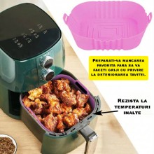 Tava Silicon EDAR, Pentru Friteuza, Prajit, Copt, Air Fryer, Rezistenta La Temperaturi Inalte, Reutilizabila, Patrata, 14 x 1...