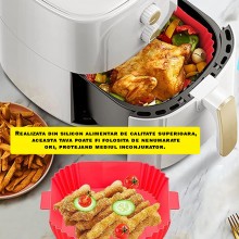 Tava Silicon EDAR, Pentru Friteuza, Prajit, Copt, Air Fryer, Rezistenta La Temperaturi Inalte, Reutilizabila, Patrata, 14 x 1...