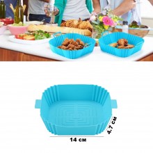 Tava Silicon EDAR, Pentru Friteuza, Prajit, Copt, Air Fryer, Rezistenta La Temperaturi Inalte, Reutilizabila, Patrata, 14 x 1...
