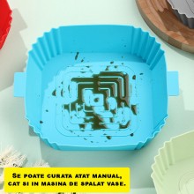 Tava Silicon EDAR, Pentru Friteuza, Prajit, Copt, Air Fryer, Rezistenta La Temperaturi Inalte, Reutilizabila, Patrata, 14 x 1...