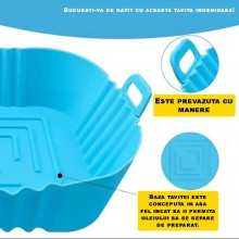 Tava Silicon EDAR, Pentru Friteuza, Prajit, Copt, Air Fryer, Rezistenta La Temperaturi Inalte, Reutilizabila, Patrata, 14 x 1...