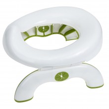 Olita 2 in 1 EDAR Pentru Calatorii, Pliabila, Reductor WC, Anti Alunecare, Cu Suport Tip Punga, 25 x 27.5 x 15 cm, Alb-Verde