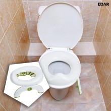 Olita 2 in 1 EDAR Pentru Calatorii, Pliabila, Reductor WC, Anti Alunecare, Cu Suport Tip Punga, 25 x 27.5 x 15 cm, Alb-Verde