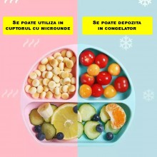 Set Diversificare EDAR Pentru Copii, Farfurie Compartimentata, Ventuza Fixare, Furculita, Lingurita, Pahar, Silicon Non-Toxic...