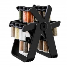 Organizator Rotativ 360° EDAR Pentru Condimente Cu 18 Recipiente, Depozitare Condimente, 34x25 cm, Negru