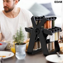 Organizator Rotativ 360° EDAR Pentru Condimente Cu 18 Recipiente, Depozitare Condimente, 34x25 cm, Negru