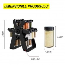 Organizator Rotativ 360° EDAR Pentru Condimente Cu 18 Recipiente, Depozitare Condimente, 34x25 cm, Negru Organizator Rotativ 360° EDAR Pentru Condimente Cu 18 Recipiente, Depozitare Condimente, 34x25 cm, Negru