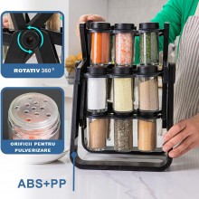 Organizator Rotativ 360° EDAR Pentru Condimente Cu 18 Recipiente, Depozitare Condimente, 34x25 cm, Negru Organizator Rotativ 360° EDAR Pentru Condimente Cu 18 Recipiente, Depozitare Condimente, 34x25 cm, Negru
