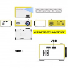 Mini Proiector Video LED SIKS, Portabil, 1080P, Full HD Display True Color, Suport Card Micro-SD, Alb-Galben