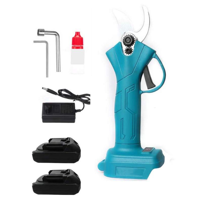 Foarfeca Electrica EDAR Pentru Gradinarit, Pomi, Vie, Fara Fir, Doi Acumulatori Reincarcabili, Lama Din Otel Carbon, Accesori...