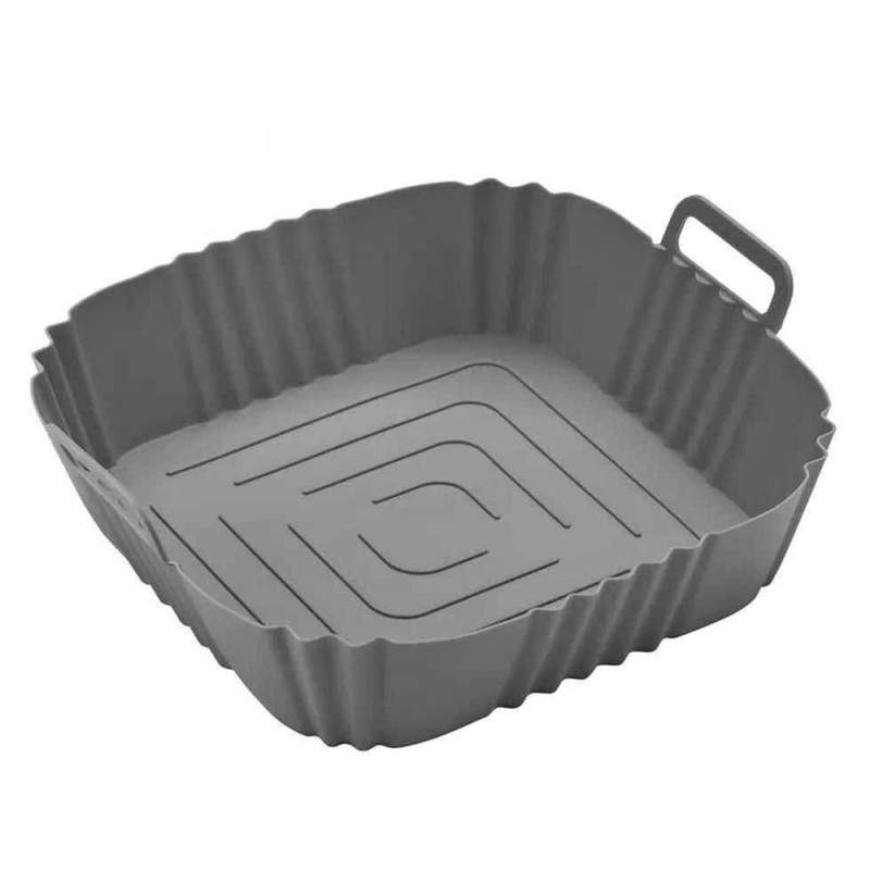 Tava Silicon EDAR, Pentru Friteuza, Prajit, Copt, Air Fryer, Rezistenta La Temperaturi Inalte, Reutilizabila, Patrata, 14 x 1...
