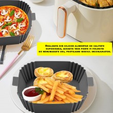 Tava Silicon EDAR, Pentru Friteuza, Prajit, Copt, Air Fryer, Rezistenta La Temperaturi Inalte, Reutilizabila, Patrata, 14 x 1...