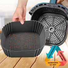 Tava Silicon EDAR, Pentru Friteuza, Prajit, Copt, Air Fryer, Rezistenta La Temperaturi Inalte, Reutilizabila, Patrata, 14 x 1...